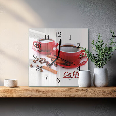 Square kitchen clock A cup of coffee
