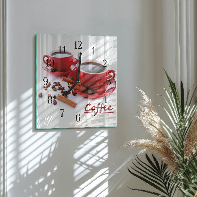 Square kitchen clock A cup of coffee