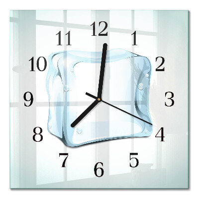 Glass wall clock square Ice
