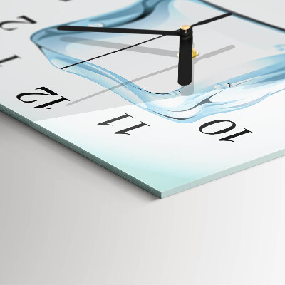 Glass wall clock square Ice