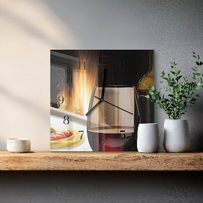Glass clock square Spaghetti