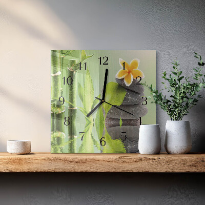 Square wall clock Bamboo stones