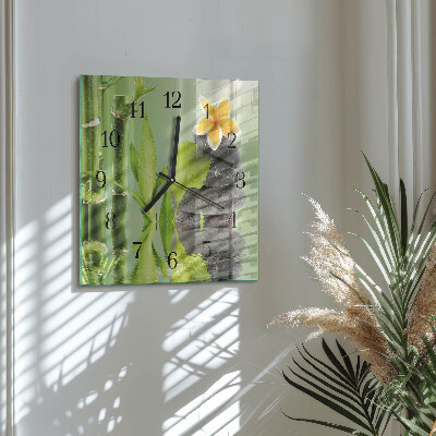 Square wall clock Bamboo stones
