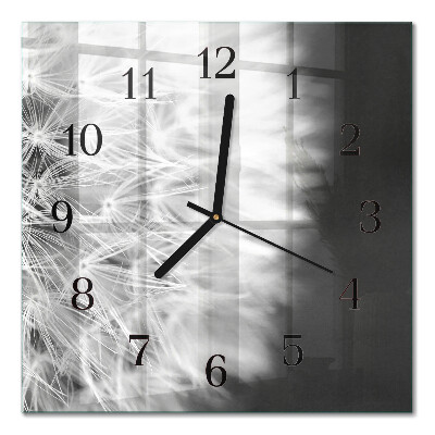 Glass wall clock square Dandelion