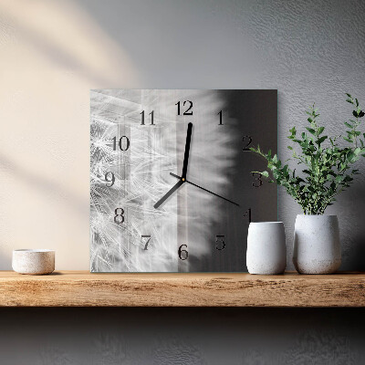 Glass wall clock square Dandelion