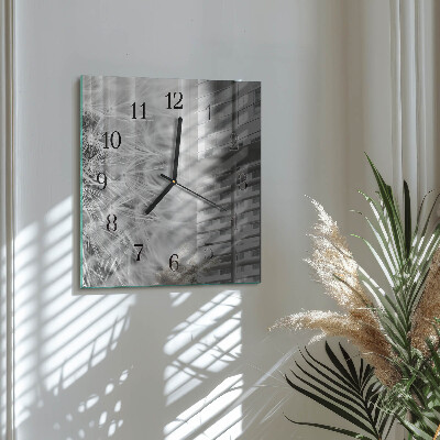 Glass wall clock square Dandelion