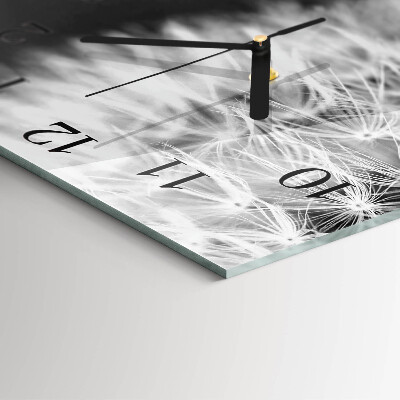 Glass wall clock square Dandelion