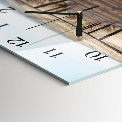 Glass wall clock square Pier