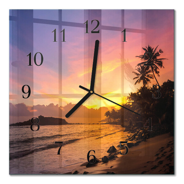 Square kitchen clock Sunset