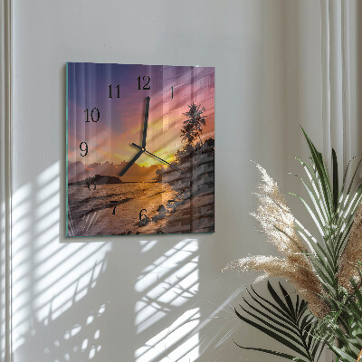 Square kitchen clock Sunset