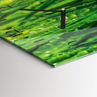 Glass clock square Grass