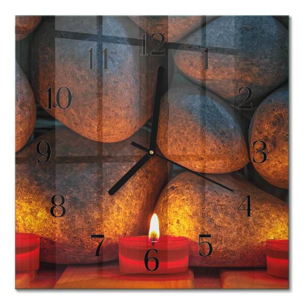 Glass wall clock square Stones