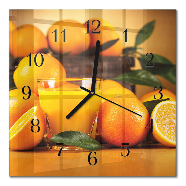 Glass wall clock square Oranges