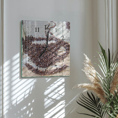 Glass wall clock square Coffee beans
