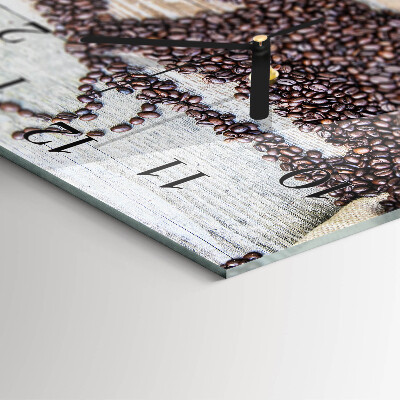 Glass wall clock square Coffee beans