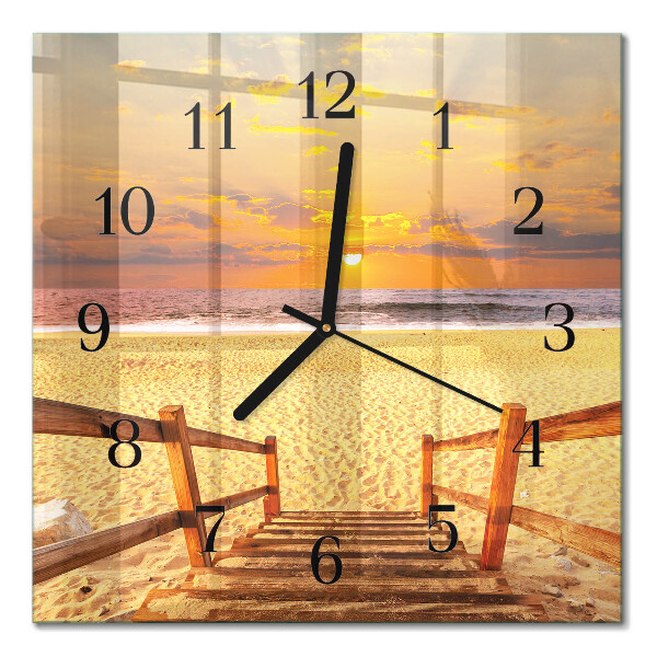 Square wall clock Bridge on the beach