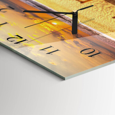 Square wall clock Bridge on the beach