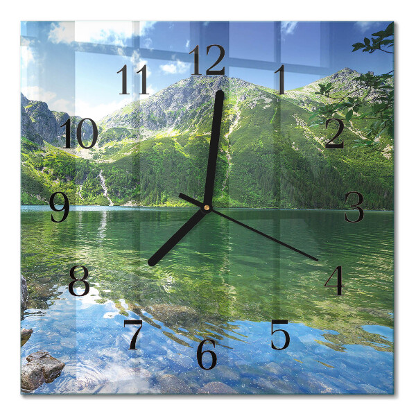 Square kitchen clock Mountain lake