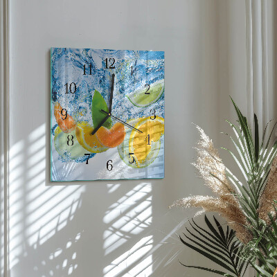 Glass clock square Citrus plant