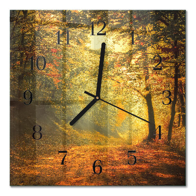 Square wall clock Autumn in the forest