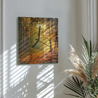 Square wall clock Autumn in the forest