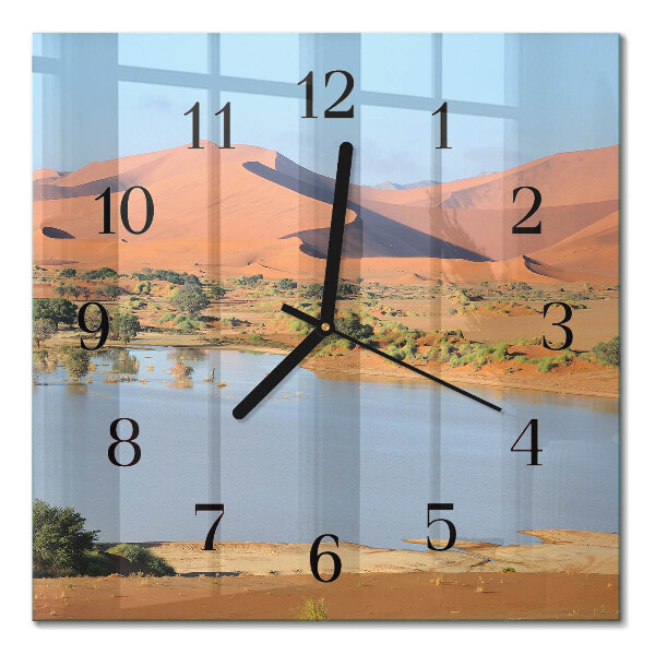 Glass clock square Desert