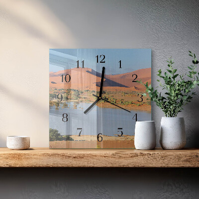 Glass clock square Desert