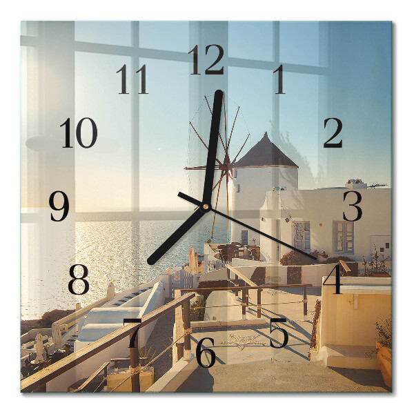 Glass clock square Santorini