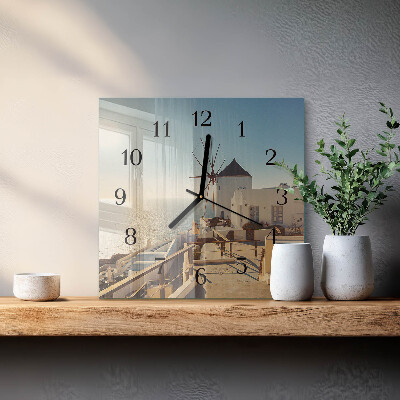 Glass clock square Santorini