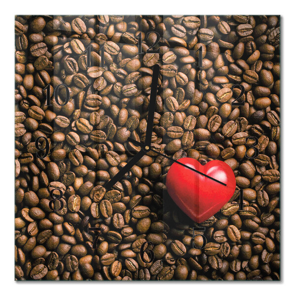 Glass wall clock square Coffee beans