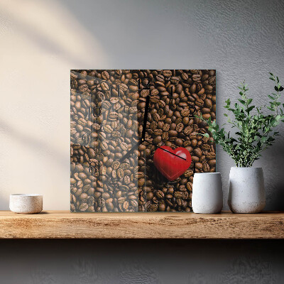 Glass wall clock square Coffee beans