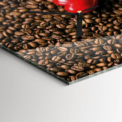 Glass wall clock square Coffee beans