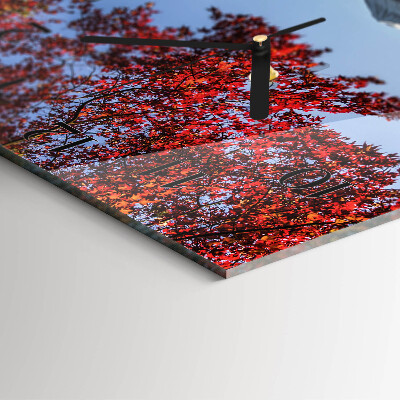 Glass clock square Mountain leaves