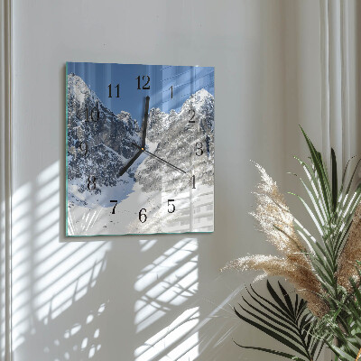 Square wall clock Mountains in winter
