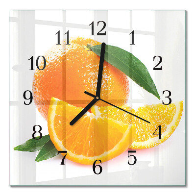 Glass wall clock square Oranges