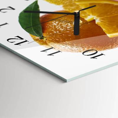 Glass wall clock square Oranges