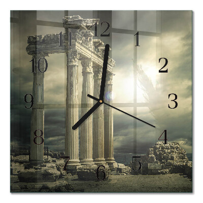 Glass wall clock square Acropolis