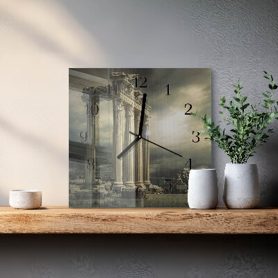 Glass wall clock square Acropolis