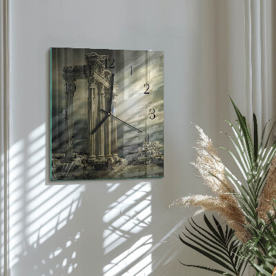 Glass wall clock square Acropolis