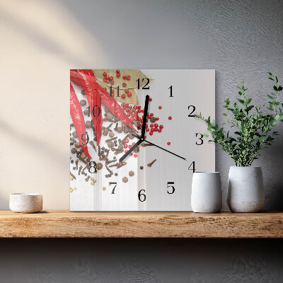 Glass clock square Red pepper
