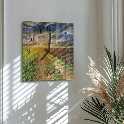 Glass clock square Field