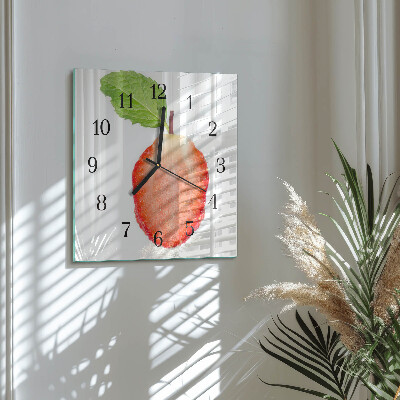 Glass clock square Strawberry