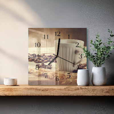 Glass clock square Coffee
