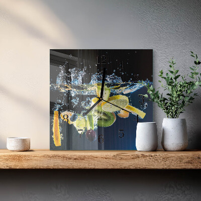 Glass clock square Fruit