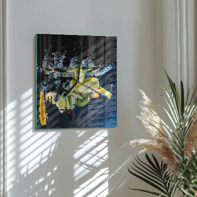 Glass clock square Fruit