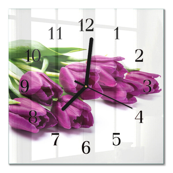 Square wall clock Tulips