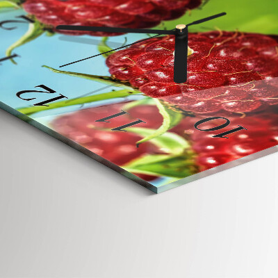 Glass wall clock square Raspberries