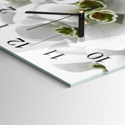 Glass clock square Flowers