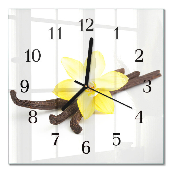 Glass wall clock square Vanilla orchid