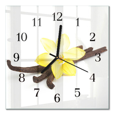 Glass wall clock square Vanilla orchid